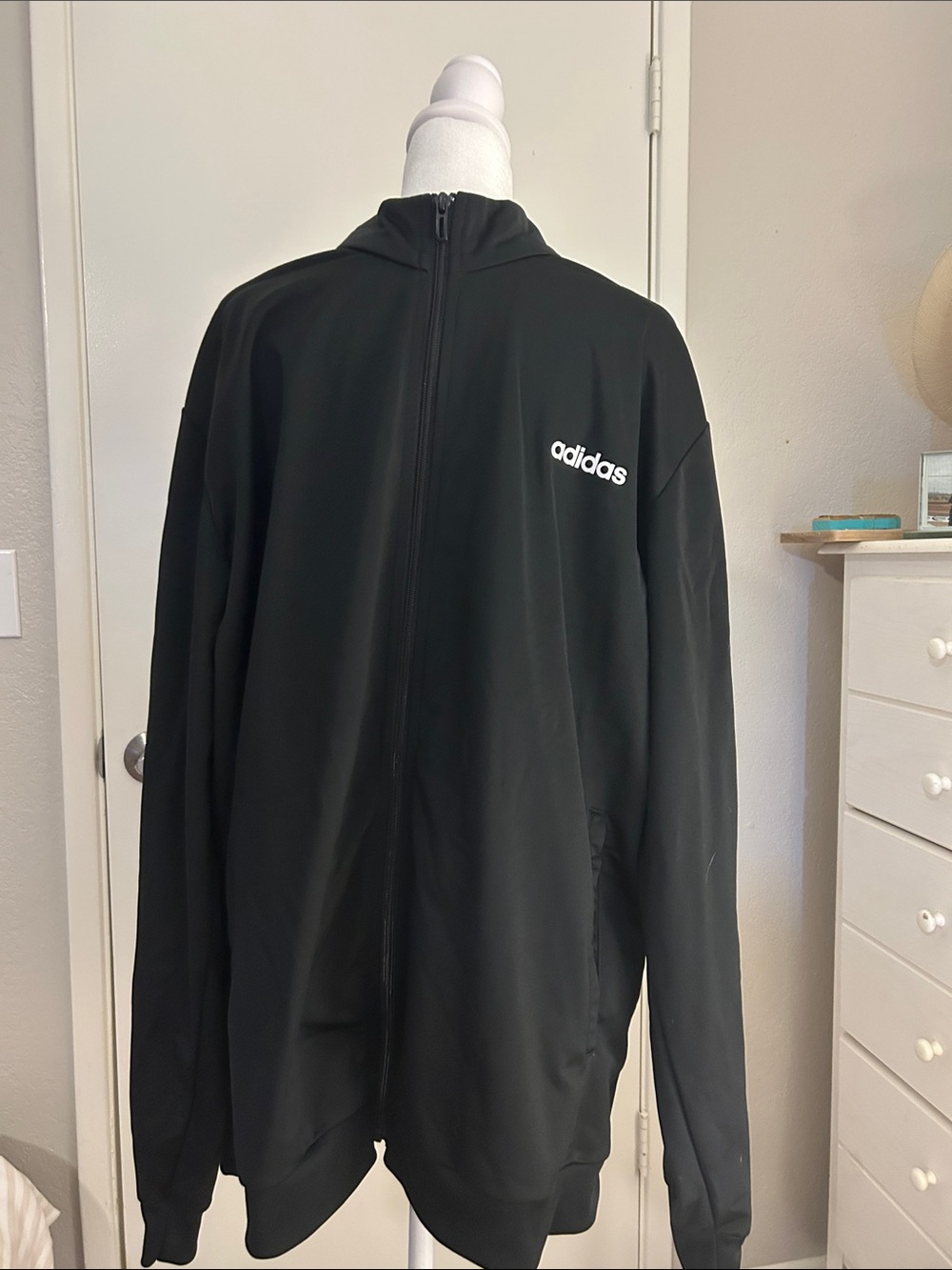 adidas Men’s Black Zip-Up Performance Jacket with Logo